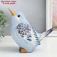 Сувенир полистоун "Птица, голубые снежинки" 18,5х10х17 см