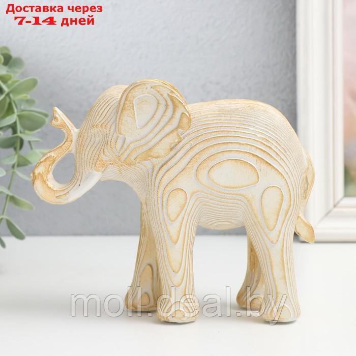 Сувенир полистоун "Белый слон с золотом - слои" 16х7х13,5 см
