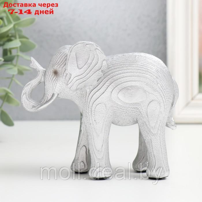 Сувенир полистоун "Серебристый слон, узор" 12х5х10 см