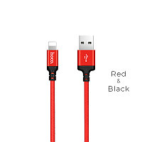 Кабель Lightning - USB 1м - HOCO X14, 2A, нейлоновая оплетка, красный