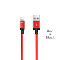 Кабель Lightning - USB 1м - HOCO X14, 2A, нейлоновая оплетка, красный