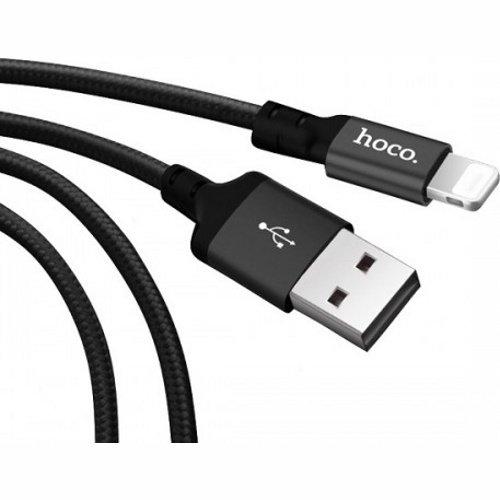 Кабель Lightning - USB 1м - HOCO X14, 2A, нейлоновая оплетка, чёрный - фото 2 - id-p214097196