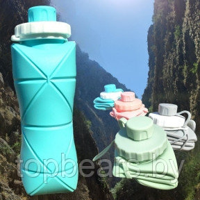 Бутылка складная силиконовая спортивная Silicon Folding Bottle, 600 ml Голубой - фото 1 - id-p212674146