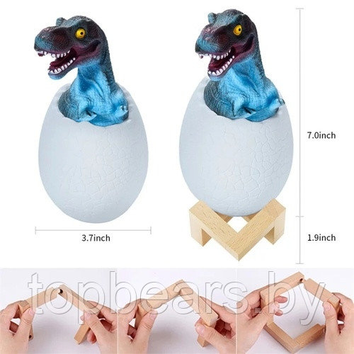 Светодиодный ночник Мезозой (лампа - ночник) 3D Динозавр игрушка с пультом управления, 16 цветов Паразауролоф - фото 3 - id-p179744975