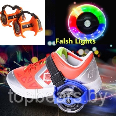 Ролики на обувь светящиеся (ролики на пятку) с подсветкой колес Small Whirlwind Pulley (безразмерные) Черные - фото 8 - id-p179745308