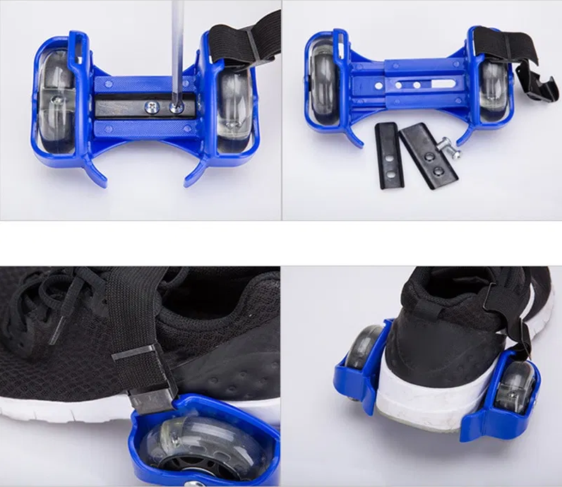 Ролики на обувь светящиеся (ролики на пятку) с подсветкой колес Small Whirlwind Pulley (безразмерные) Синие - фото 10 - id-p109389643
