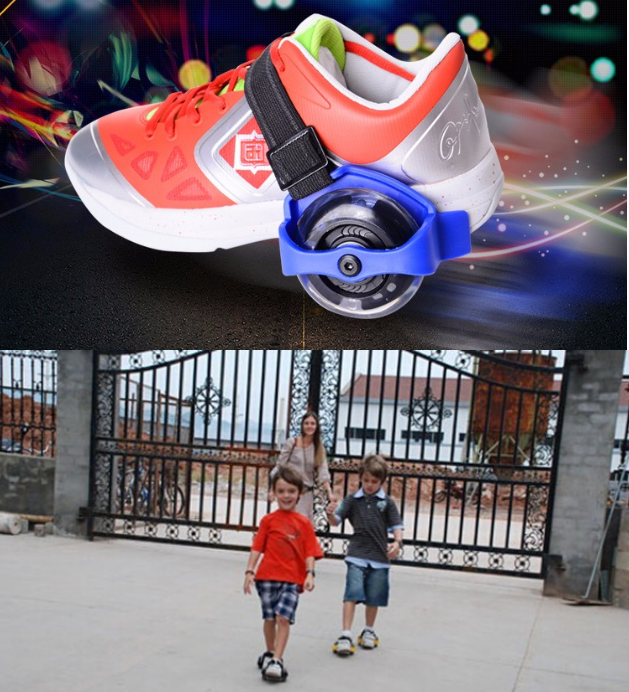 Ролики на обувь светящиеся (ролики на пятку) с подсветкой колес Small Whirlwind Pulley (безразмерные) Красные - фото 9 - id-p109389644