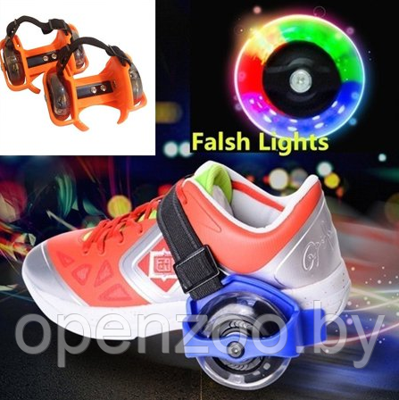 Ролики на обувь светящиеся (ролики на пятку) с подсветкой колес Small Whirlwind Pulley (безразмерные) Желтые - фото 8 - id-p207595897