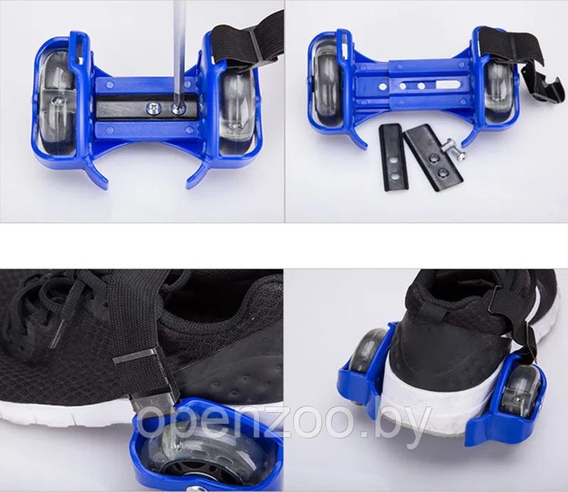 Ролики на обувь светящиеся (ролики на пятку) с подсветкой колес Small Whirlwind Pulley (безразмерные) Синие - фото 10 - id-p100099338