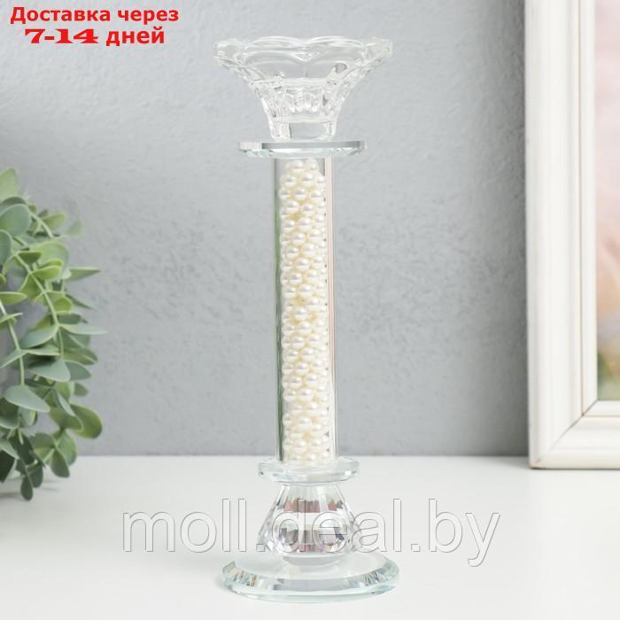 Подсвечник стекло на 1 свечу "Чаша на ножке с бусинами" прозрачный d=2,3 и 4 см 7х7х20,5 см 970282 - фото 1 - id-p214088753