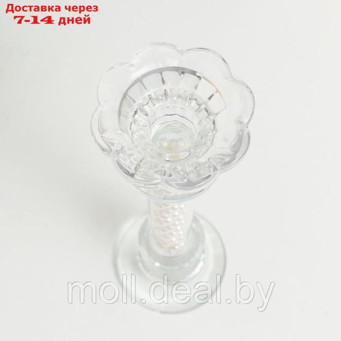 Подсвечник стекло на 1 свечу "Чаша на ножке с бусинами" прозрачный d=2,3 и 4 см 7х7х20,5 см 970282 - фото 2 - id-p214088753