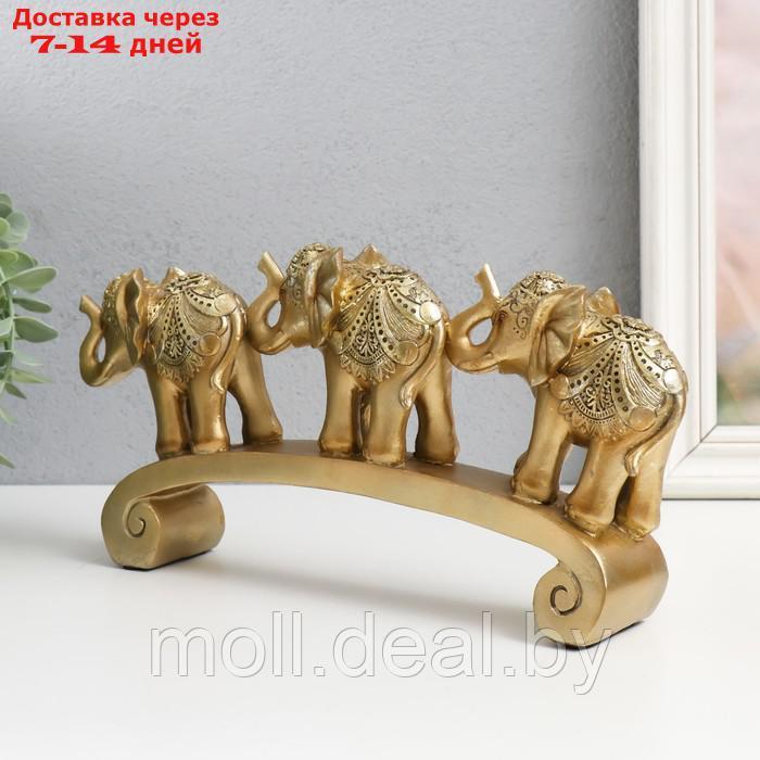 Сувенир полистоун "Три золотых слона на дуге - цирковая попона" 15,5х5х28 см - фото 2 - id-p214088761