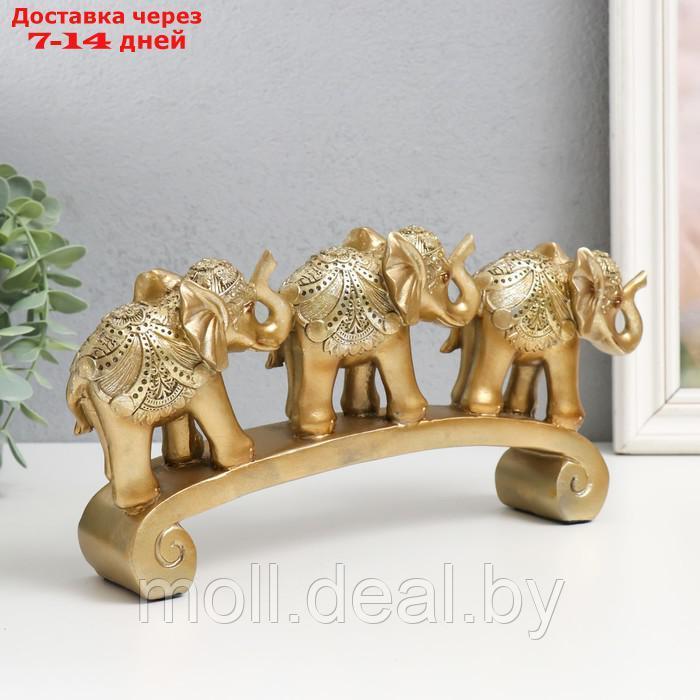 Сувенир полистоун "Три золотых слона на дуге - цирковая попона" 15,5х5х28 см - фото 3 - id-p214088761