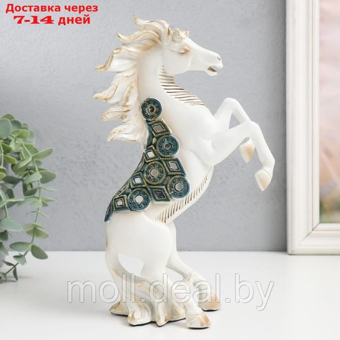 Сувенир полистоун "Императорский конь, белый с зеркалами на дыбах" 14,5х7х24,5 см - фото 1 - id-p214088768