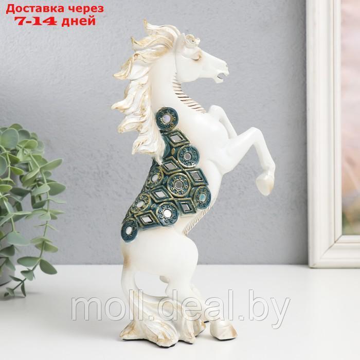 Сувенир полистоун "Императорский конь, белый с зеркалами на дыбах" 14,5х7х24,5 см - фото 3 - id-p214088768