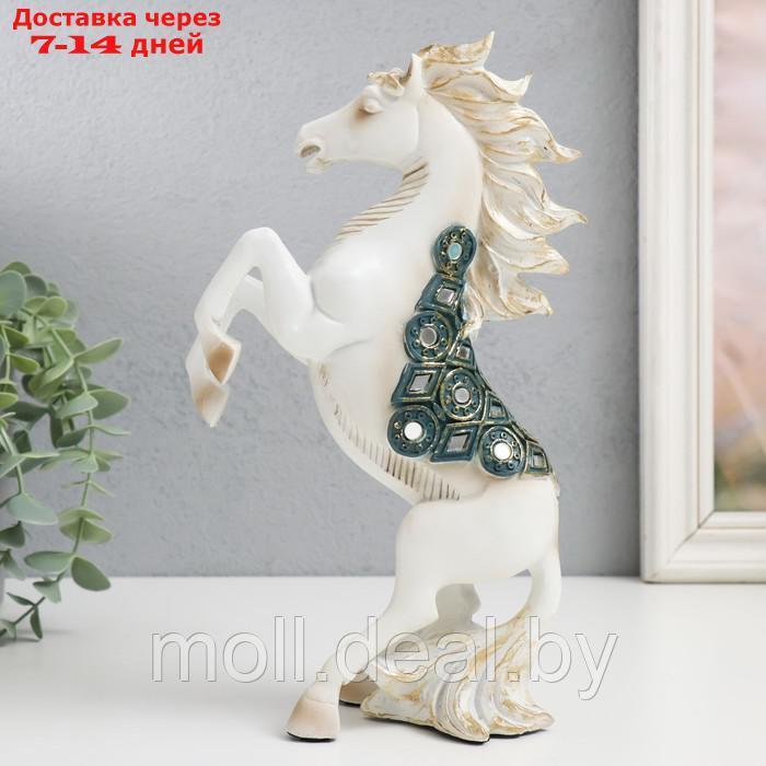 Сувенир полистоун "Императорский конь, белый с зеркалами на дыбах" 14,5х7х24,5 см - фото 4 - id-p214088768