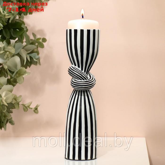 Подсвечник для одной свечи "Узел", цвет бело-черный 29,5 х 7,5 х 7,5 см - фото 1 - id-p214088775