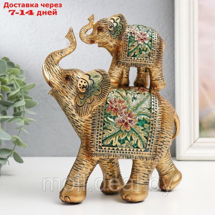 Сувенир полистоун "Слон со слонёнком на спине - Экзотические цветы" 16х6,5х20,5 см - фото 4 - id-p214088778