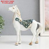 Сувенир полистоун "Императорский конь,белый с зеркалами" 19х5,5х21,5 см