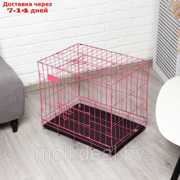 Клетка для собак 61 х 42 х 50 см, розовая - фото 4 - id-p214087981