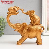 Сувенир полистоун "Слон играет со слонятами" золото 7,7х20,5х20,5 см