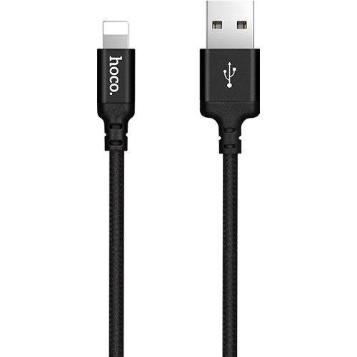 Кабель Lightning - USB 2м - HOCO X14, 1.7A, нейлоновая оплетка, чёрный