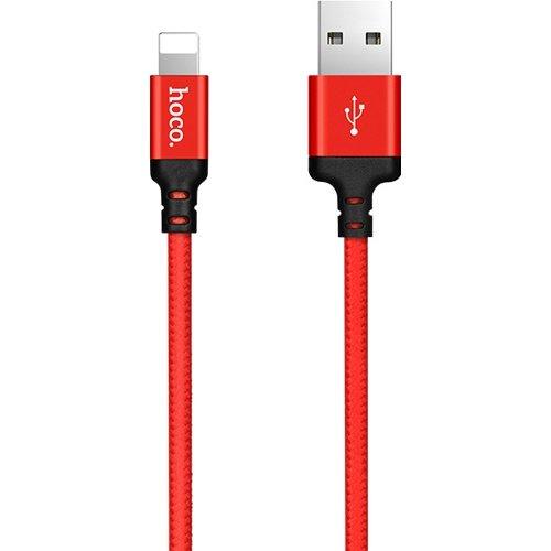 Кабель Lightning - USB 2м - HOCO X14, 1.7A, нейлоновая оплетка, красный