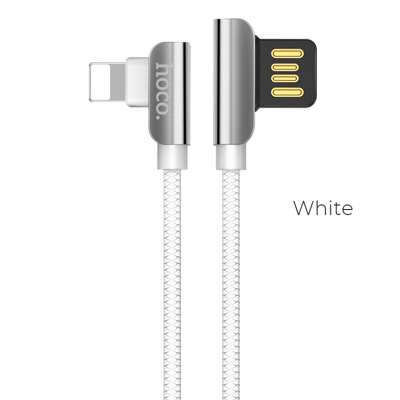 Кабель Lightning - USB 1.2м - HOCO U42, 2.4A, белый, Г-образный - фото 1 - id-p214125741