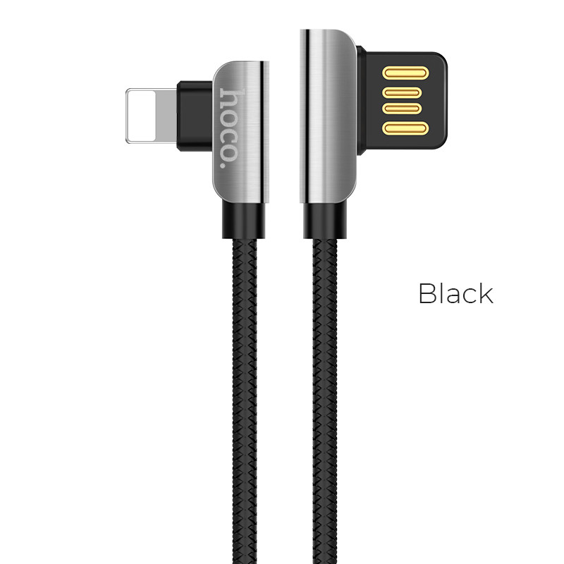 Кабель Lightning - USB 1.2м - HOCO U42 , 2.4A, чёрный, Г-образный