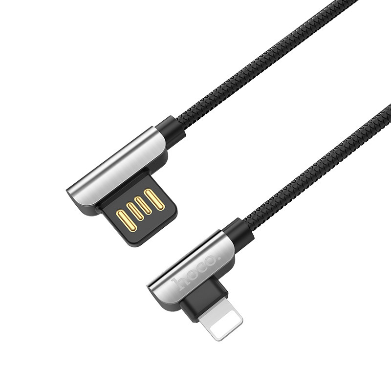 Кабель Lightning - USB 1.2м - HOCO U42 , 2.4A, чёрный, Г-образный - фото 4 - id-p214130823