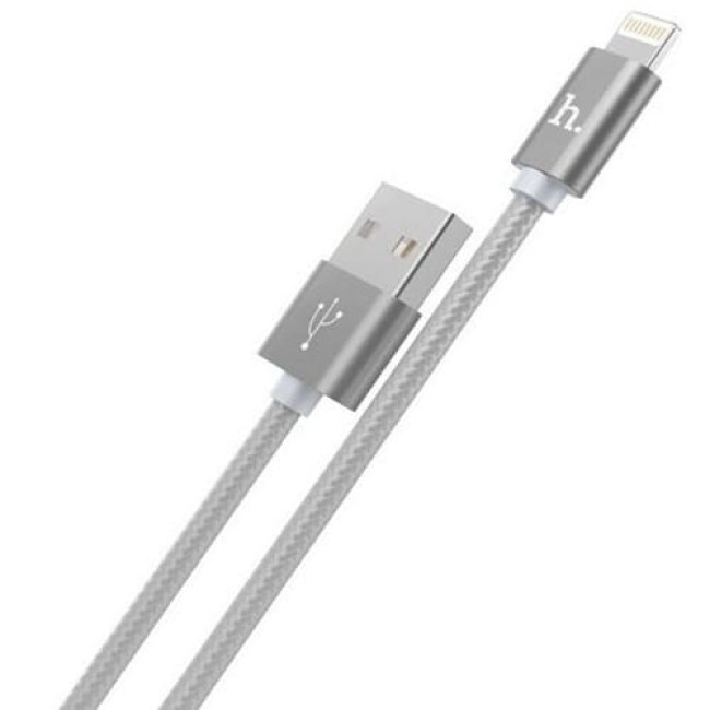 Кабель Lightning - USB 1м - HOCO X2, 2A, нейлоновая оплетка, серый - фото 1 - id-p66018247