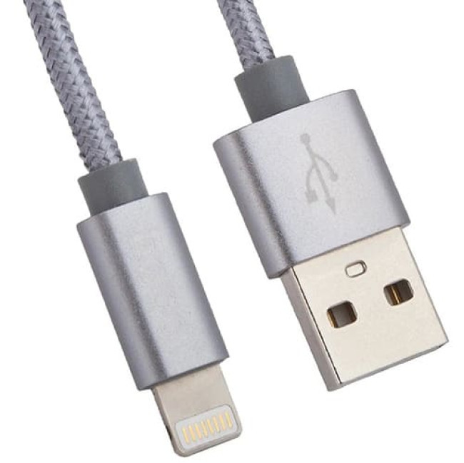Кабель Lightning - USB 1м - HOCO X2, 2A, нейлоновая оплетка, серый - фото 3 - id-p66018247