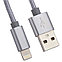 Кабель Lightning - USB 1м - HOCO X2, 2A, нейлоновая оплетка, серый, фото 3