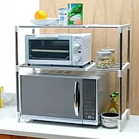 Настольный кухонный стеллаж под микроволновку с полками для посуды специй/Этажерка для микроволновки 2 яруса
