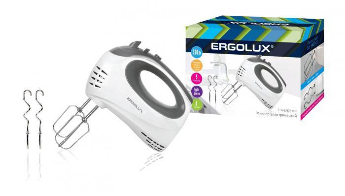 Кухонный электрический миксер ручной бытовой для теста ERGOLUX ELX-EM02-C31 бело-серый