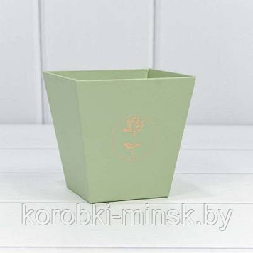 Коробка- ваза с тиснением "Мини" 10,6*10,7*7,2см. Зеленый
