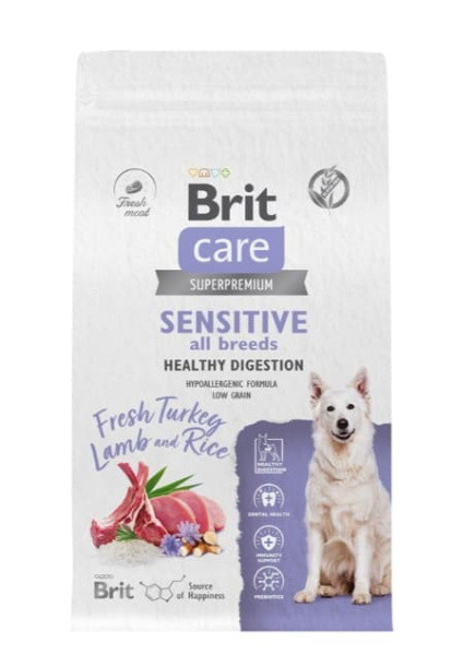 Сухой корм для собак Brit Care Dog Adult Sensitive Healthy Digestion (индейка, ягненок) 1.5 кг - фото 1 - id-p214094702