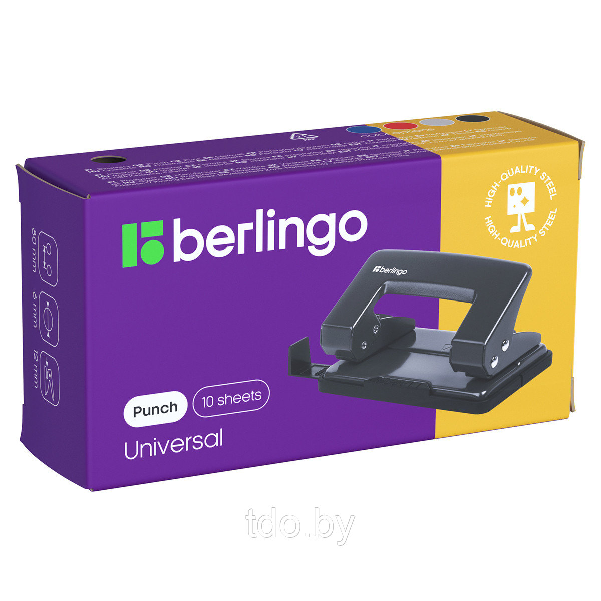 Дырокол Berlingo "Universal" 10л., металлический, ассорти, с линейкой - фото 2 - id-p214167346