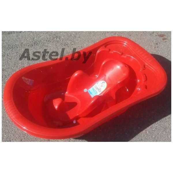Ванночка детская Эльфпласт со сливом арт.231 (90см)+ Горка для купания красный - фото 1 - id-p214167358