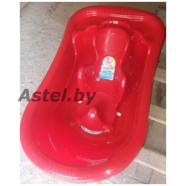Ванночка детская Эльфпласт со сливом арт.231 (90см)+ Горка для купания красный - фото 3 - id-p214167358