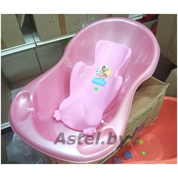 Ванночка детская Эльфпласт (арт.033)+ Горка для купания розовый - фото 1 - id-p214167366