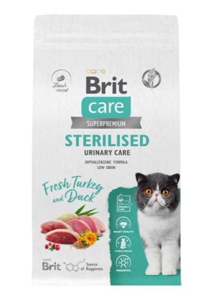 Сухой корм для кошек Brit Care Cat Sterilised Urinary Care 1.5 кг - фото 1 - id-p214094719