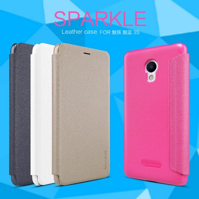 Полиуретановый чехол книга Nillkin Sparkle Leather Case белый для Meizu M3 Mini\ M3s - фото 1 - id-p214167928
