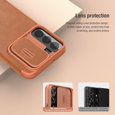 Кожаный чехол Nillkin Qin Pro Leather Case Коричневый для Samsung Galaxy S22 - фото 4 - id-p214168664