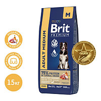 Сухой корм для собак средних пород Brit Premium Dog Adult Medium (индейка, телятина) 15 кг