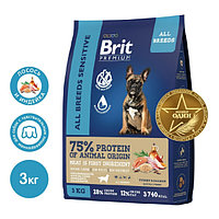 Сухой корм для собак Brit Premium Dog Adult Sensitive (лосось, индейка) 3 кг