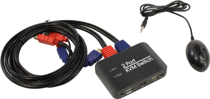 Переключатель Ks-is KS-705 2-port HDMI KVM Switch (клавиатураUSB+мышьUSB+HDMI кабели несъемные) - фото 1 - id-p214169823