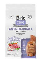Сухой корм для кошек Brit Care Cat Anti-Hairball (рыба, индейка) 400 гр