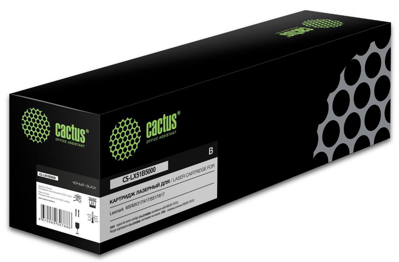 Картридж лазерный Cactus CS-LX51B5000 51B5000 черный (2500стр.) для Lexmark MS/MX317/417/S517 - фото 1 - id-p214169358