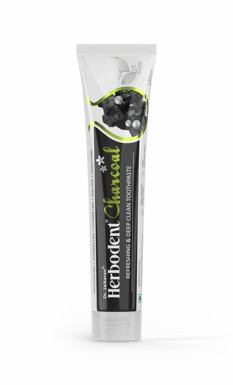 Травяная зубная паста с активированным углем Herbodent Charcoal 100 гр Индия - фото 1 - id-p214096889